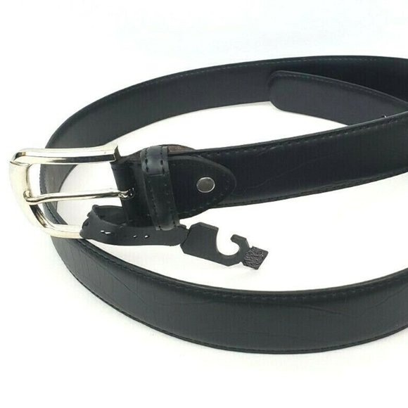 Men's Leather 1.25" Non Reversible Belt Black Croc - Picture 1 of 9